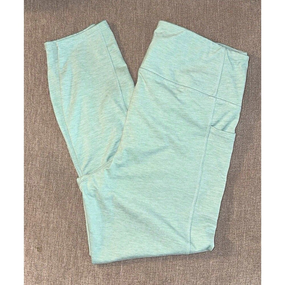Gaiam Women’s Green Solid Ankle Leggings Pockets Stretch Size L